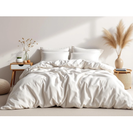 White Linen Pillowcase with Ruffles | Premium Crisp Linen Bedding