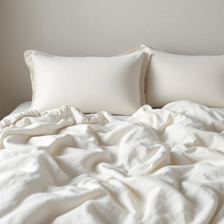 White Linen Pillowcase with Ruffles | Premium Crisp Linen Bedding