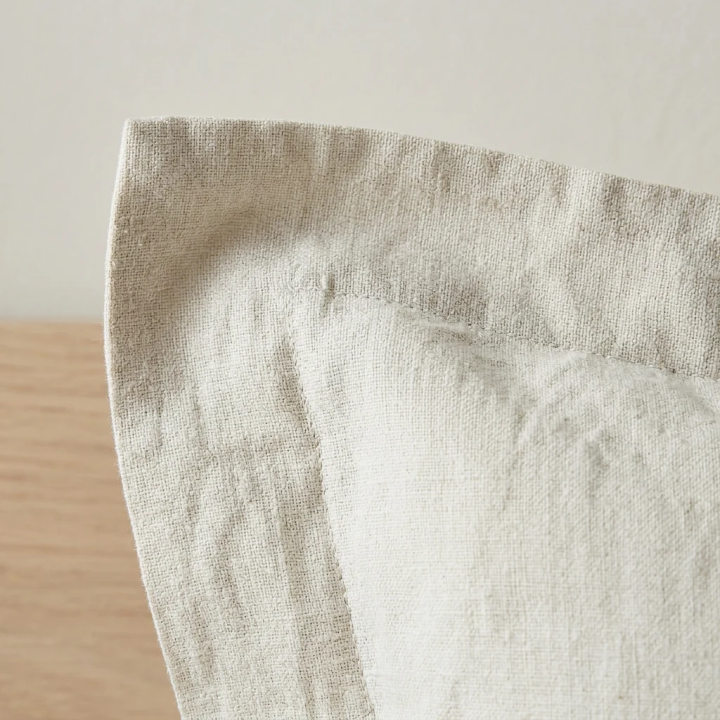 White natural linen oxford pillowcase, studio shot, modern Scandinavian bedroom