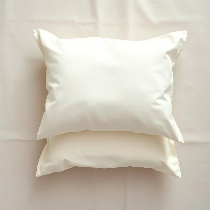 White natural linen housewife pillowcase, studio shot, modern Scandinavian bedroom