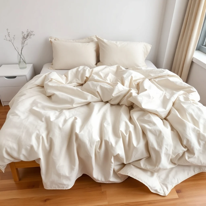 White natural linen duvet cover custom sizes (inches), in a modern bedroom, modern Scandinavian bedroom