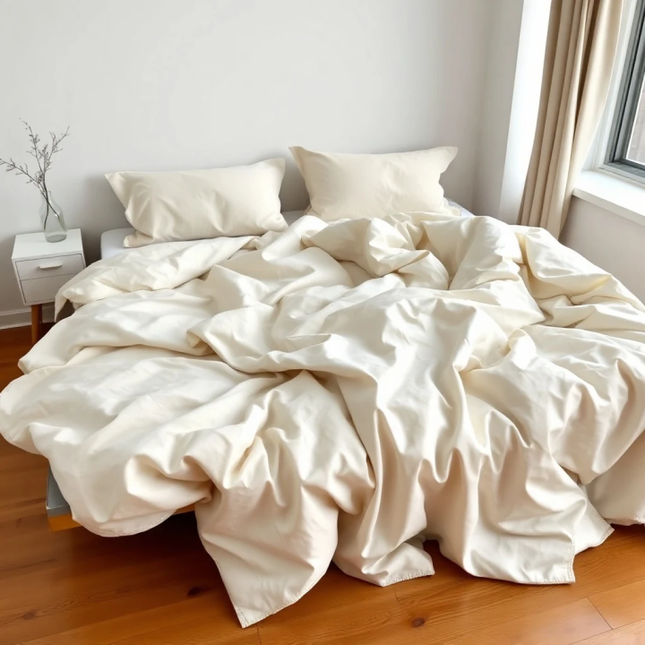 White natural linen duvet cover custom sizes (inches), in a modern bedroom, modern Scandinavian bedroom