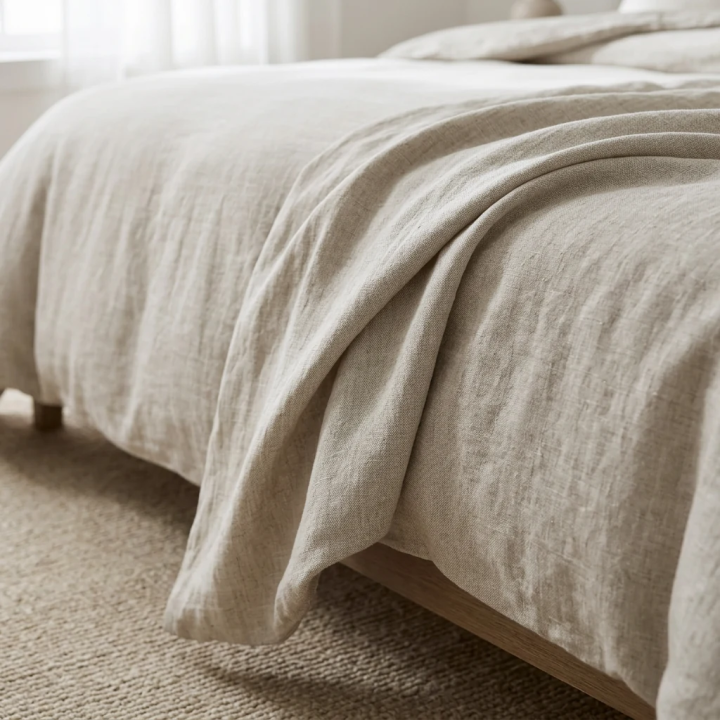 Oatmeal natural linen linen duvet cover — corner-duvet, modern Scandinavian bedroom