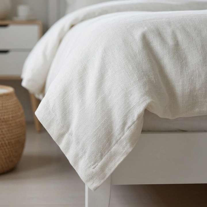 White natural linen linen duvet cover — corner-v2, modern Scandinavian bedroom